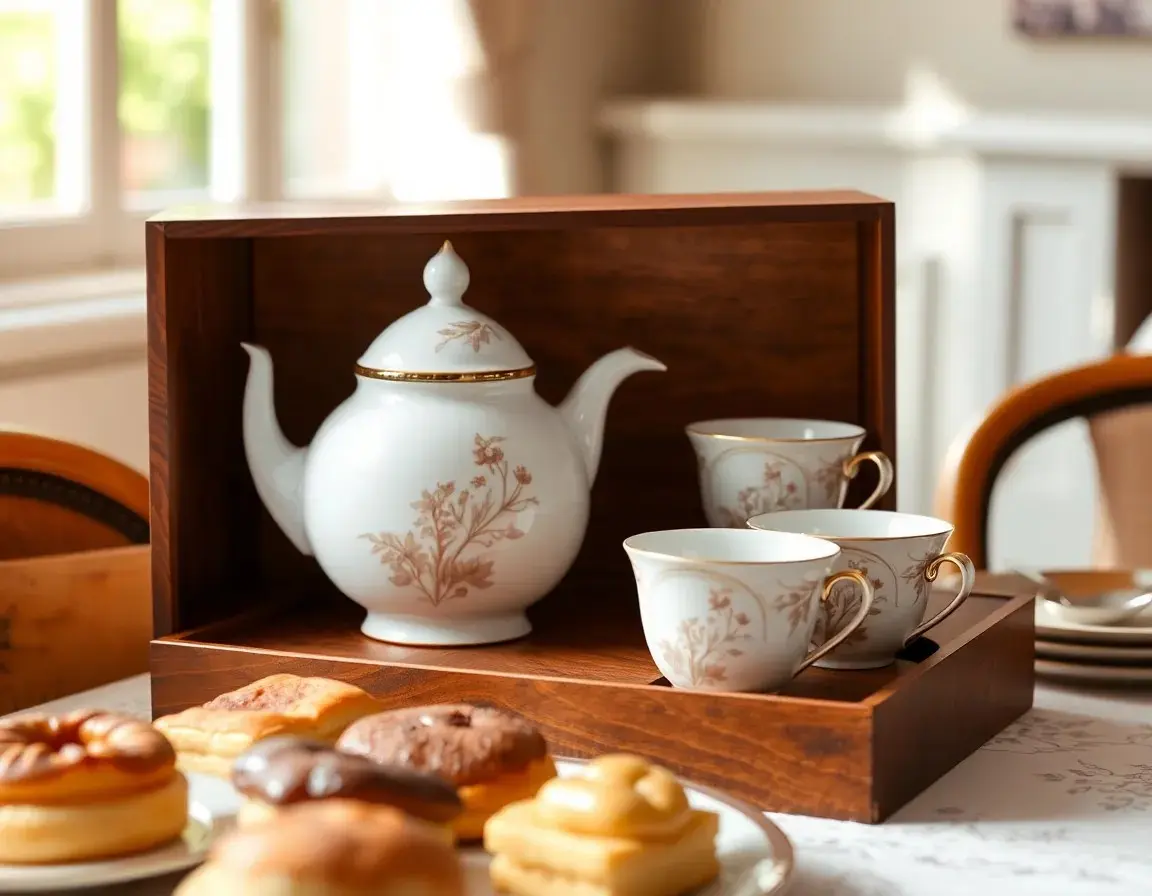 Elegantes Keramik-Teekannen und Tassen Set