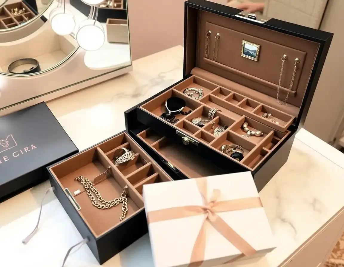 Elegante mehrschichtige Schmuckaufbewahrungsbox