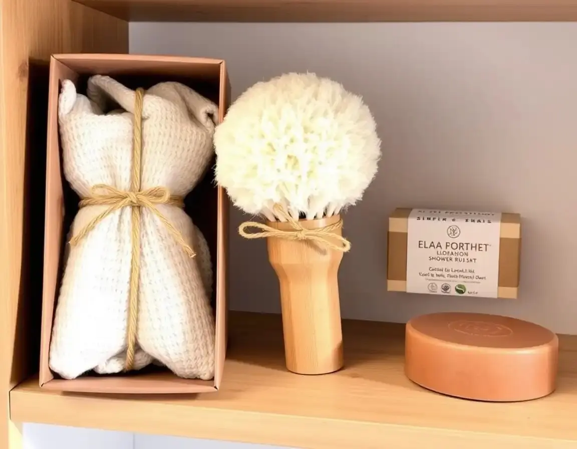 Natural Loofah and Bamboo Shower Set