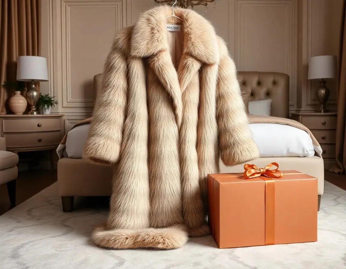 Designer-inspirierter Kunstpelzmantel