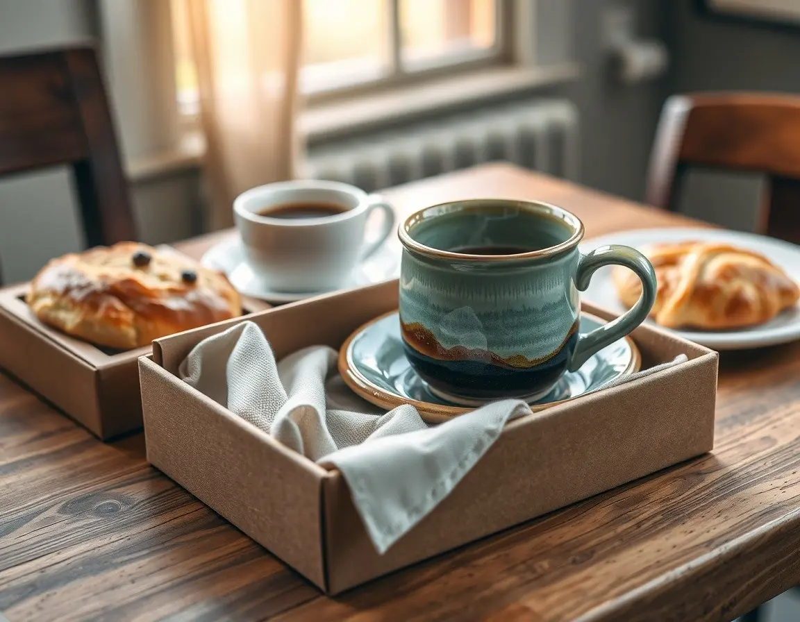 Artisanal Ceramic Coffee Mug and Saucer Set