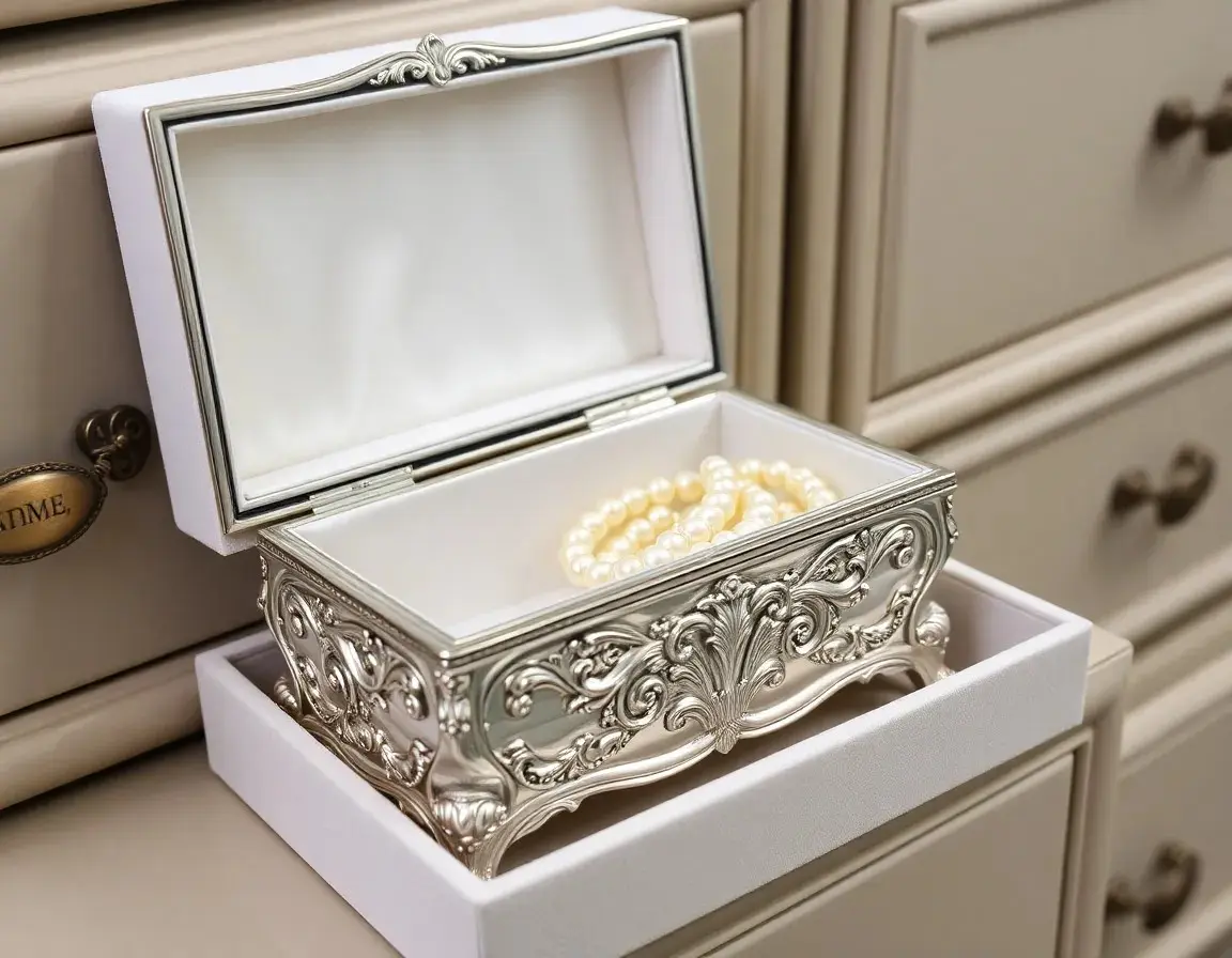 Elegante versilberte Schmuckschatulle