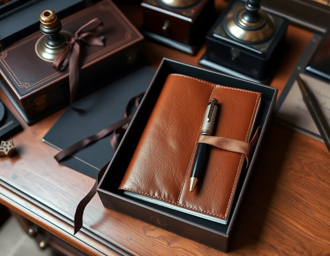 Premium Leder-Journal und Füllfederhalter-Set