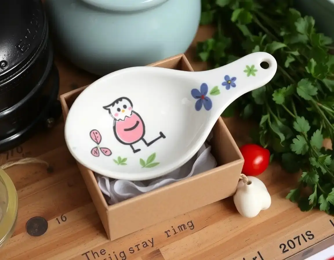 Handbemalte Keramik-Löffelablage