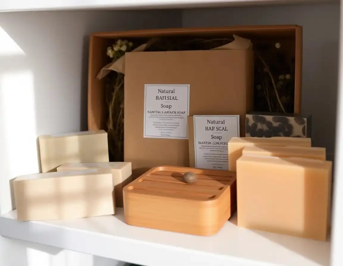 Artisanale Seife und Bambus-Seifenschale