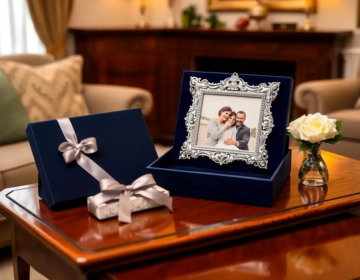 Eleganter versilberter Fotorahmen für die Silberhochzeit