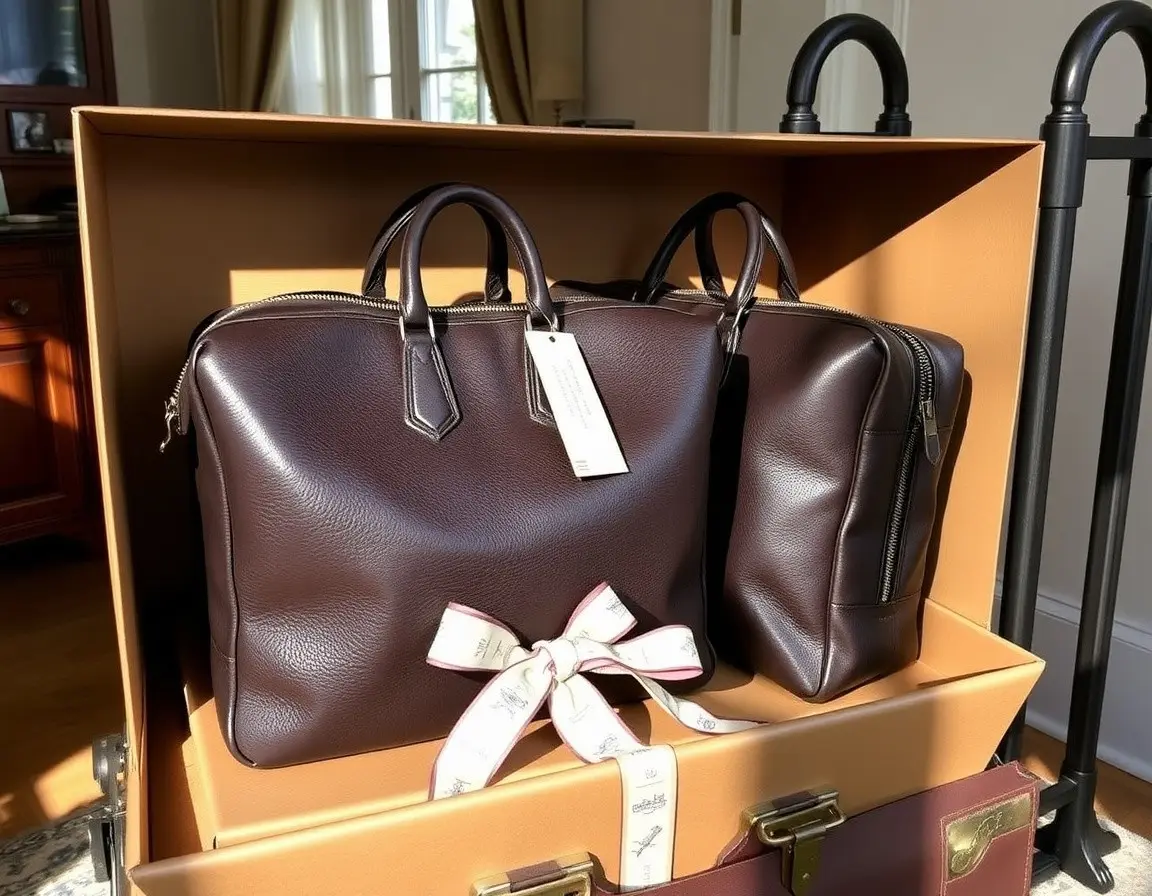 Elegantes Paar Reise-Handgepäcktaschen aus Leder