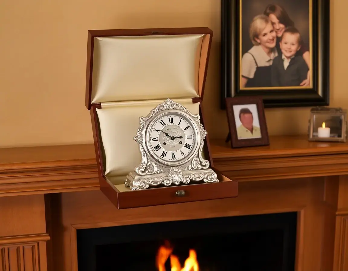 Klassische silberne Tischuhr