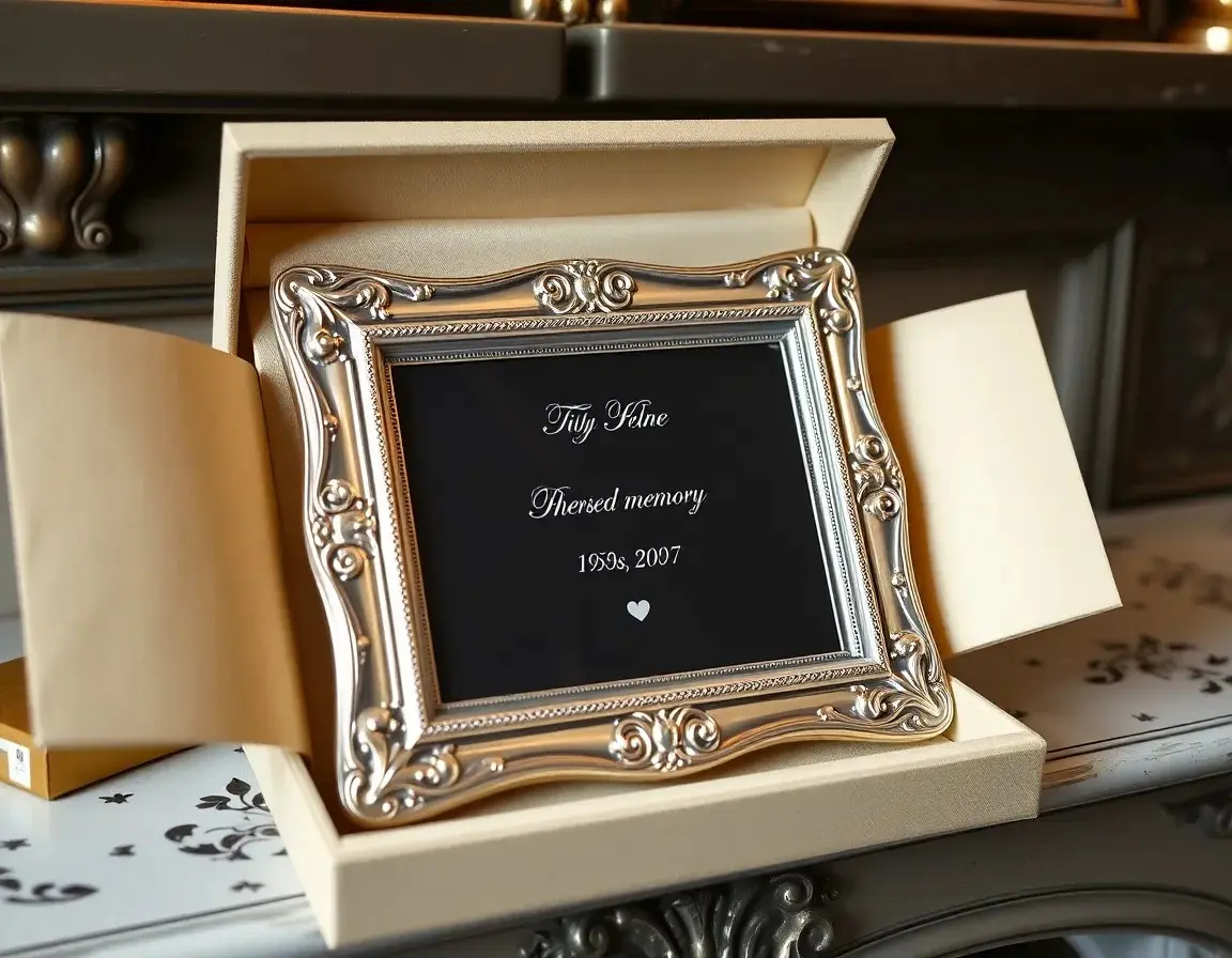 Gravierter versilberter Fotorahmen