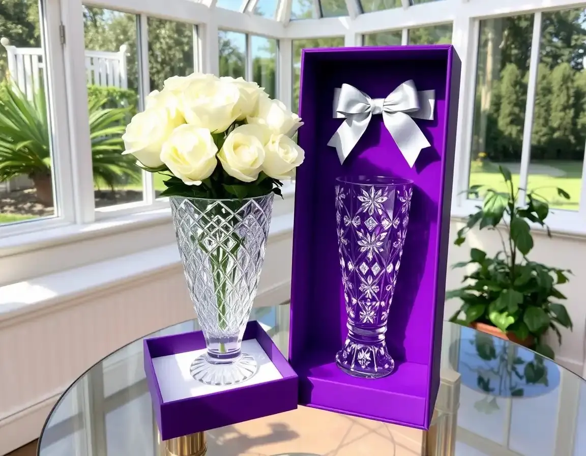 Kristall-Vase mit Diamantschliff