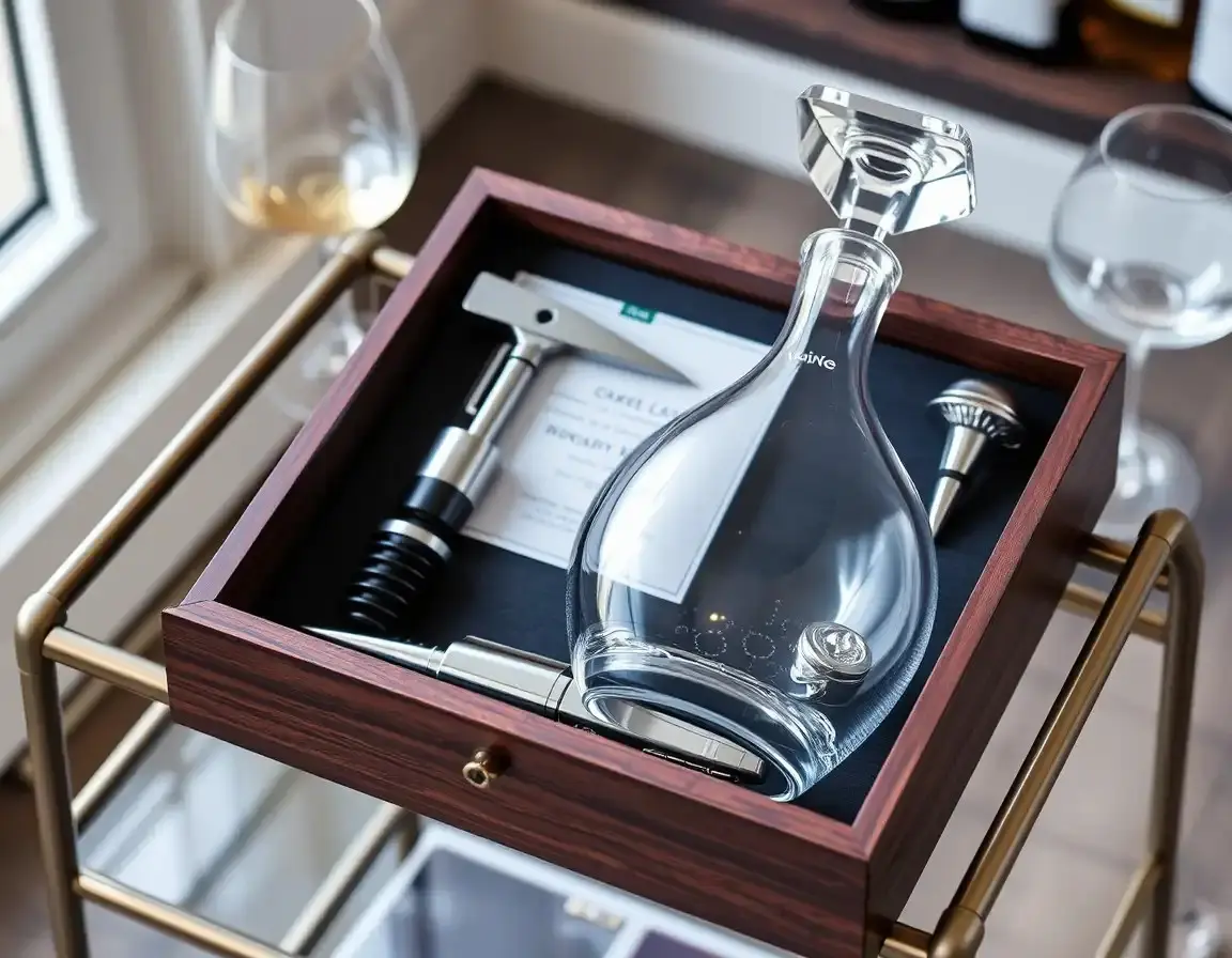 Set von Deluxe Wein-Accessoires und Dekanter