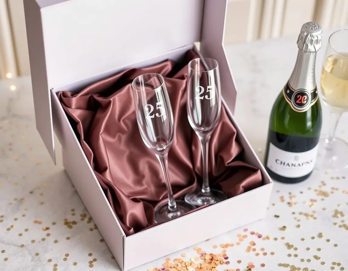 Feine Kristall Champagnerflöten (25. Jubiläum)