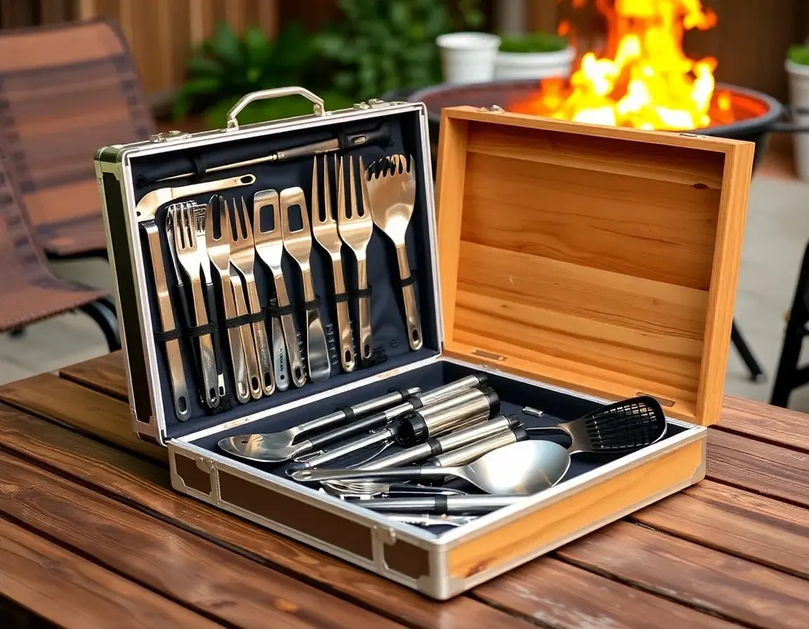 Professionelles Grillwerkzeug-Set im Koffer