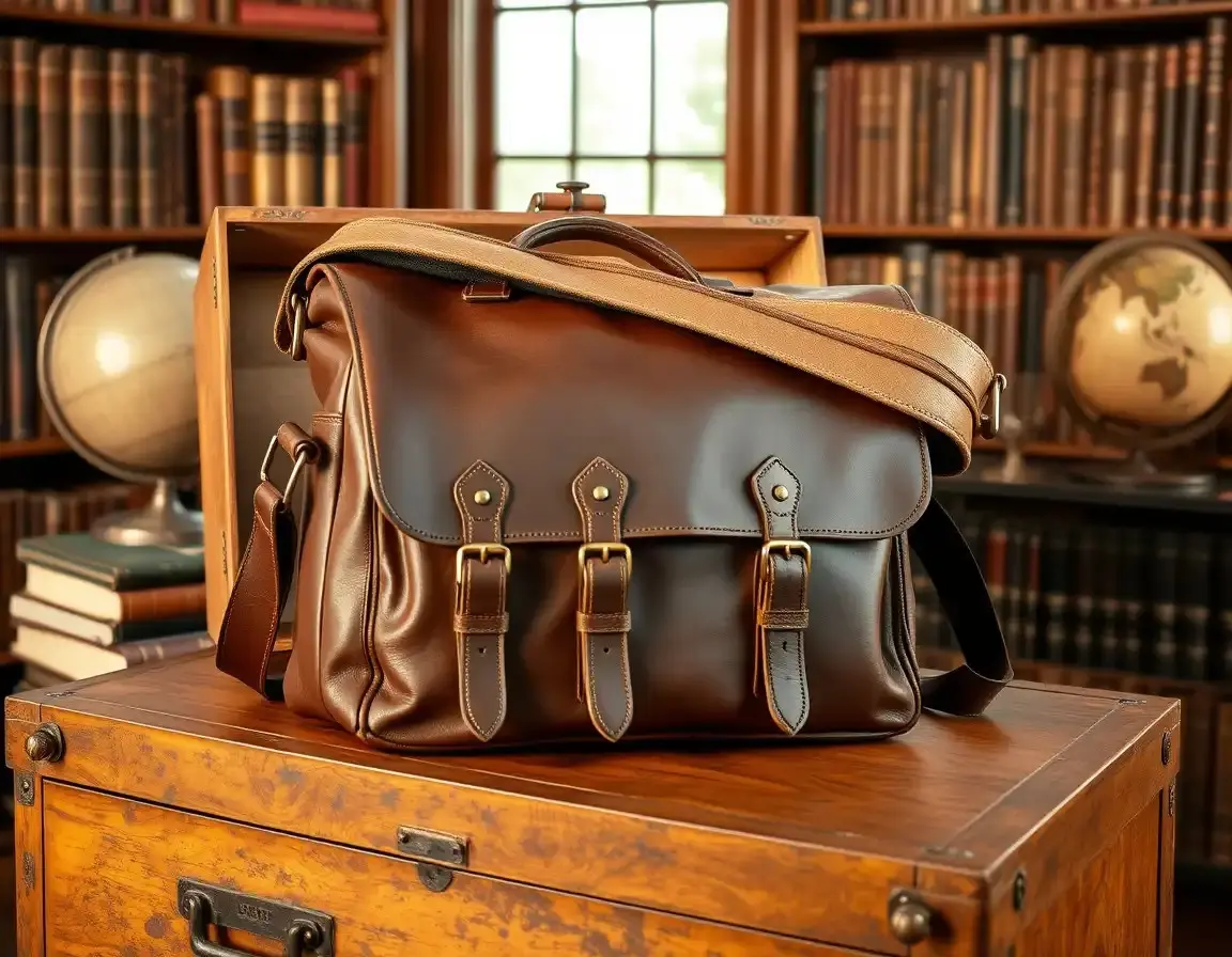 Vintage Messenger Bag aus echtem Leder