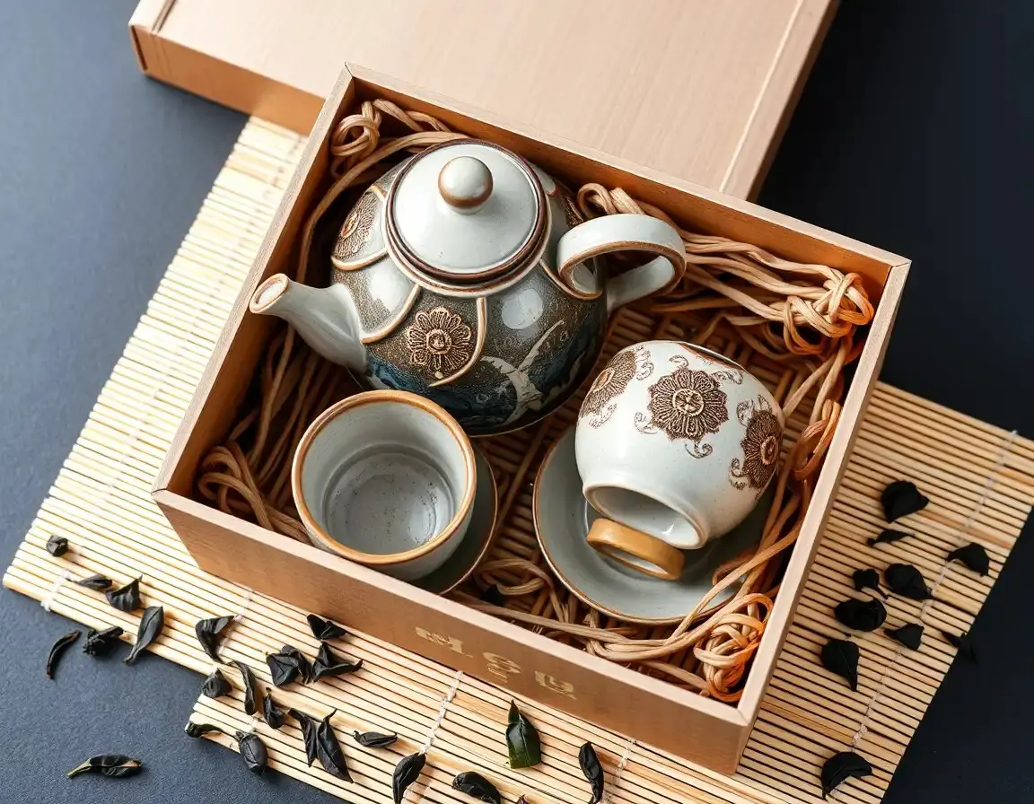 Elegantes Keramik-Teekannen- und Tassenset