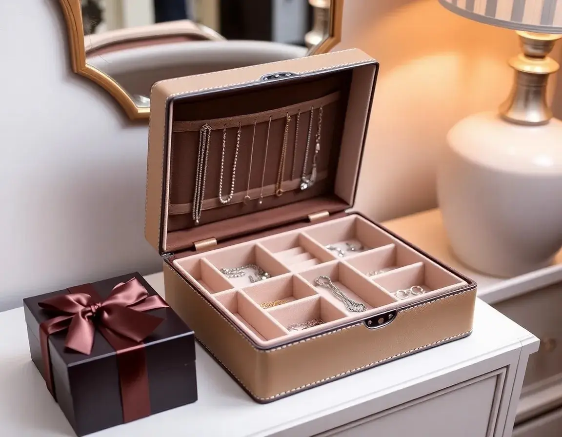 Mehrschichtige Schmuckaufbewahrungsbox mit Spiegel