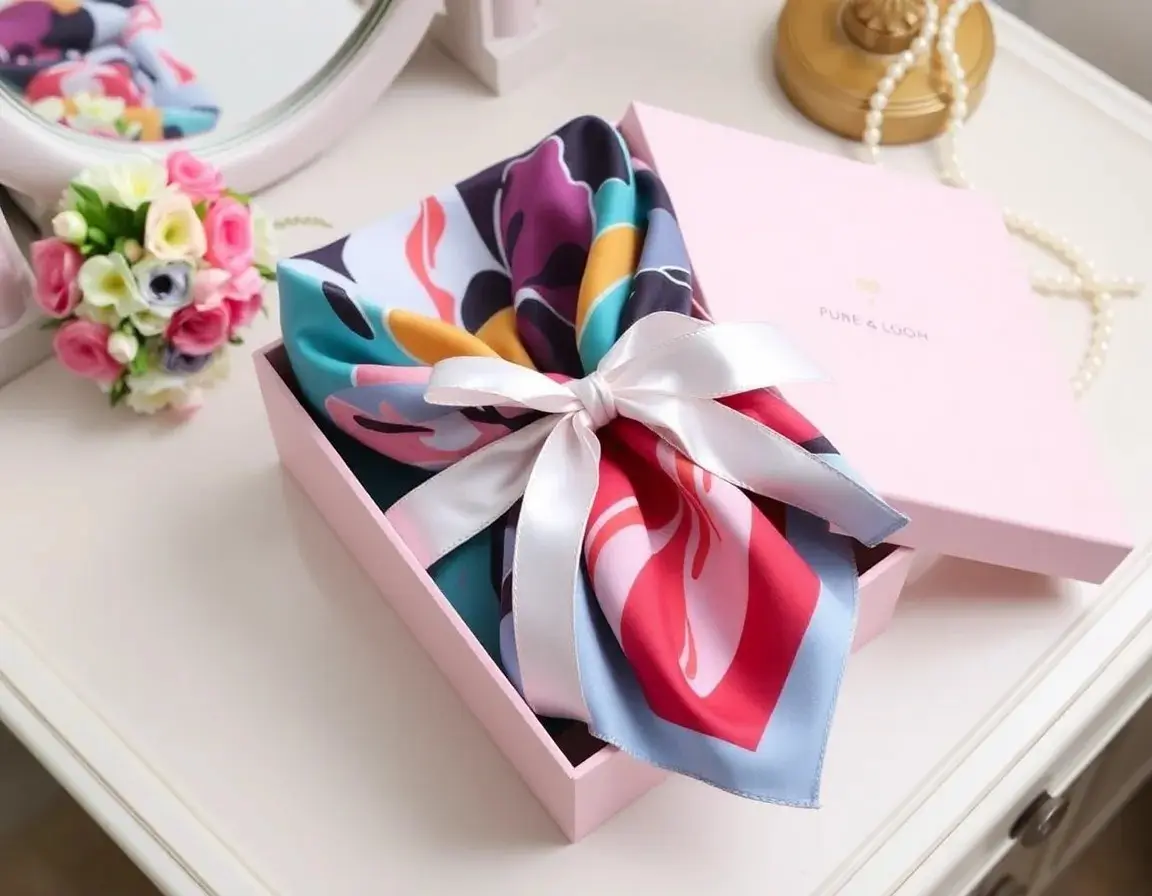 Eleganter Schal aus reiner Seide mit Kunstdruck