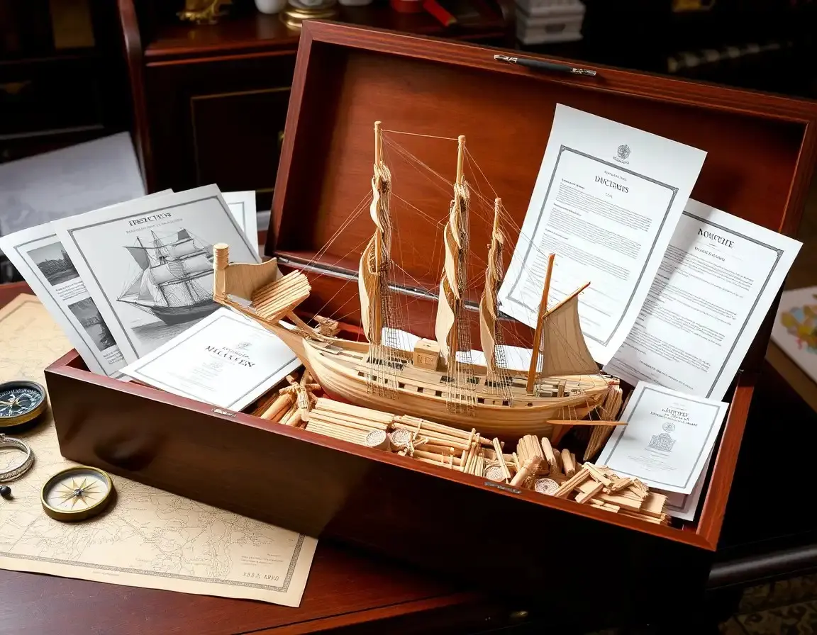 Detailliertes Holzmodell-Schiffbausatz