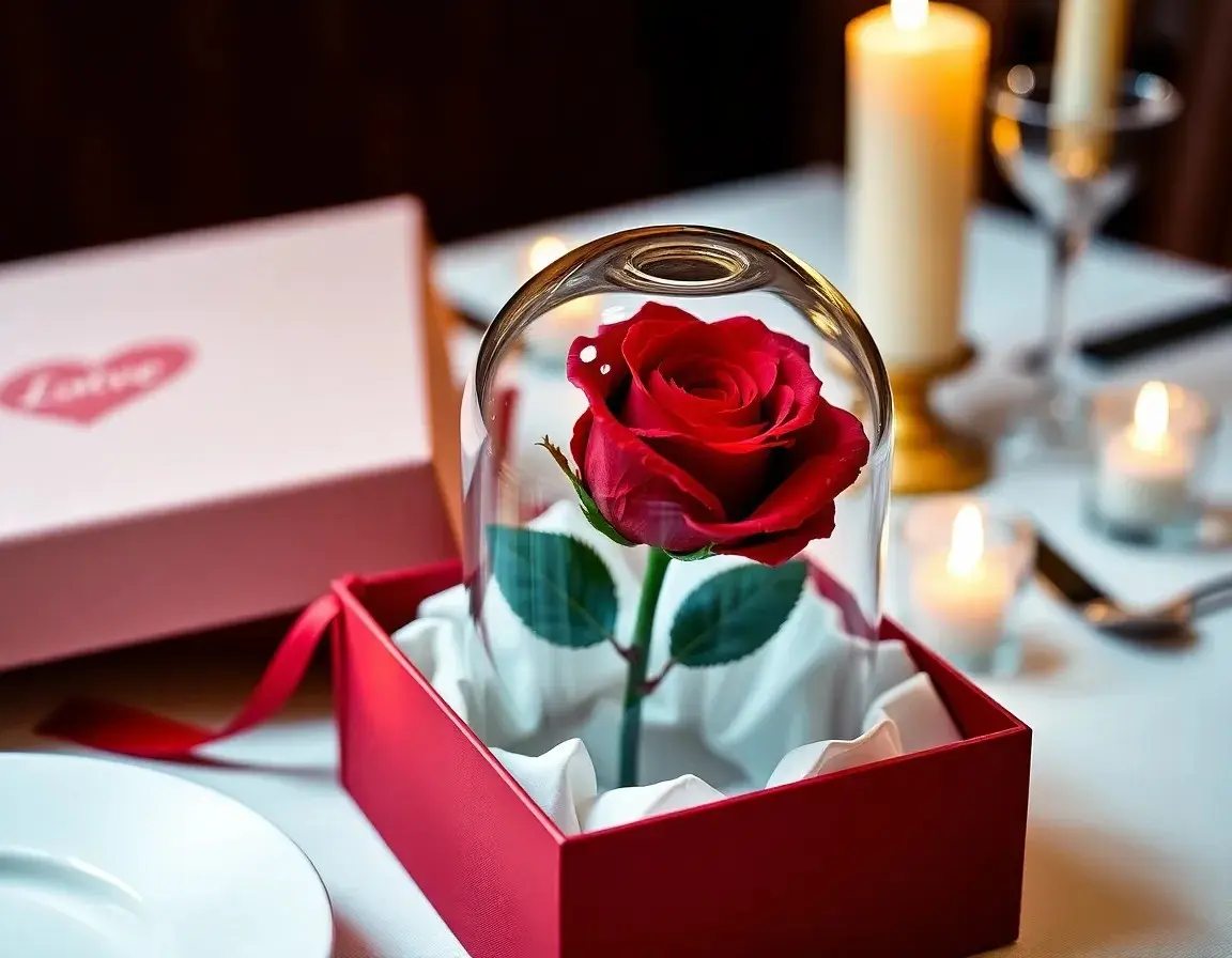 Ewige Rose in Glaskuppel