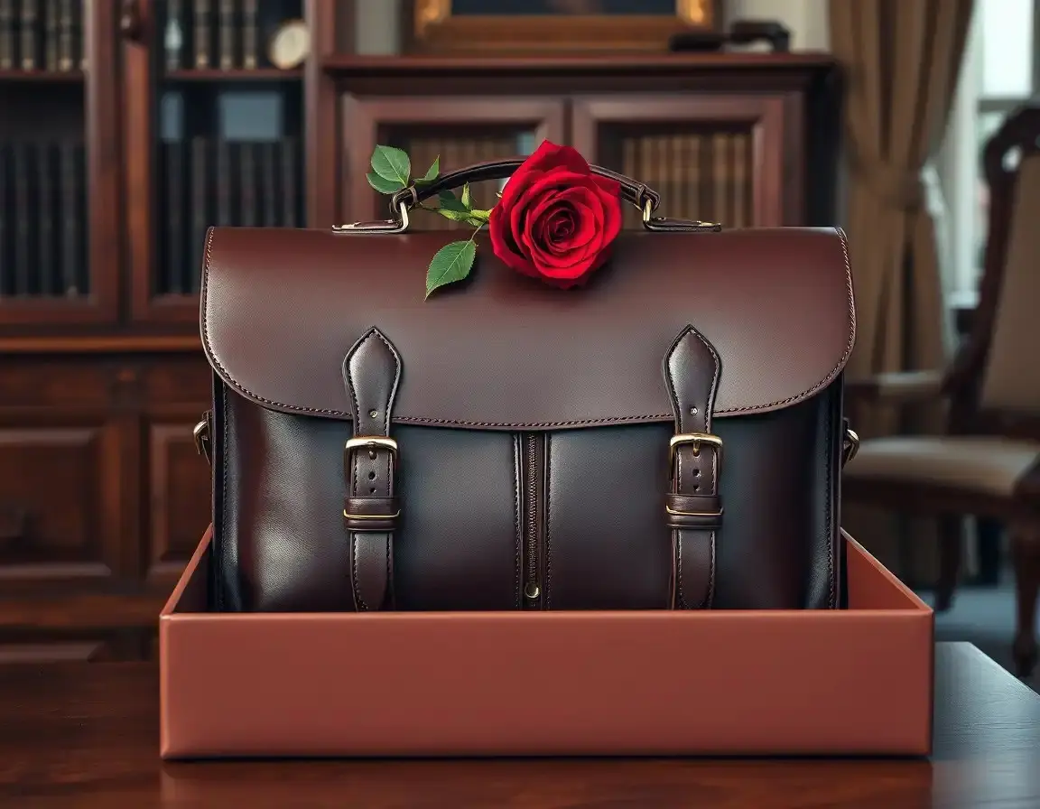 Premium Aktentasche aus Vollnarbenleder