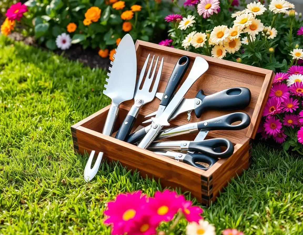 Professionelles Gartenwerkzeug-Set aus Edelstahl