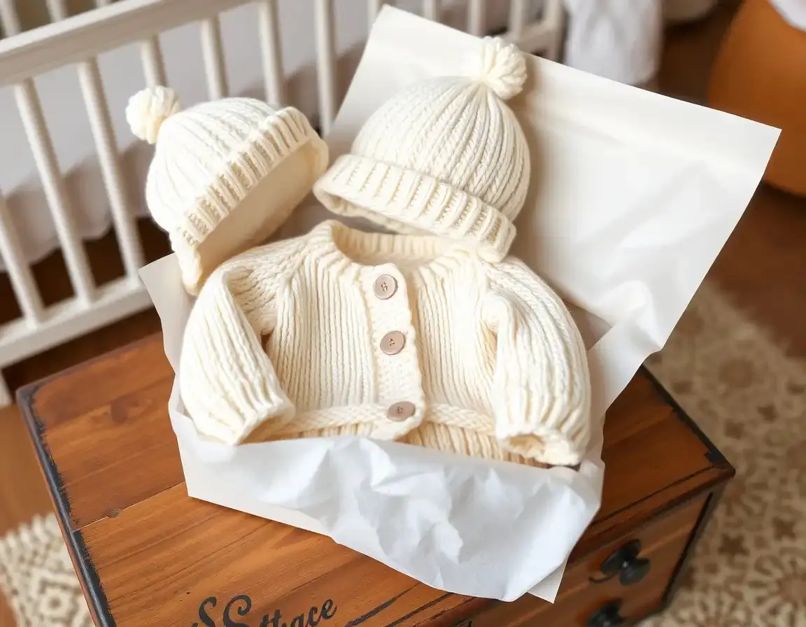 Handgestricktes Baby Set