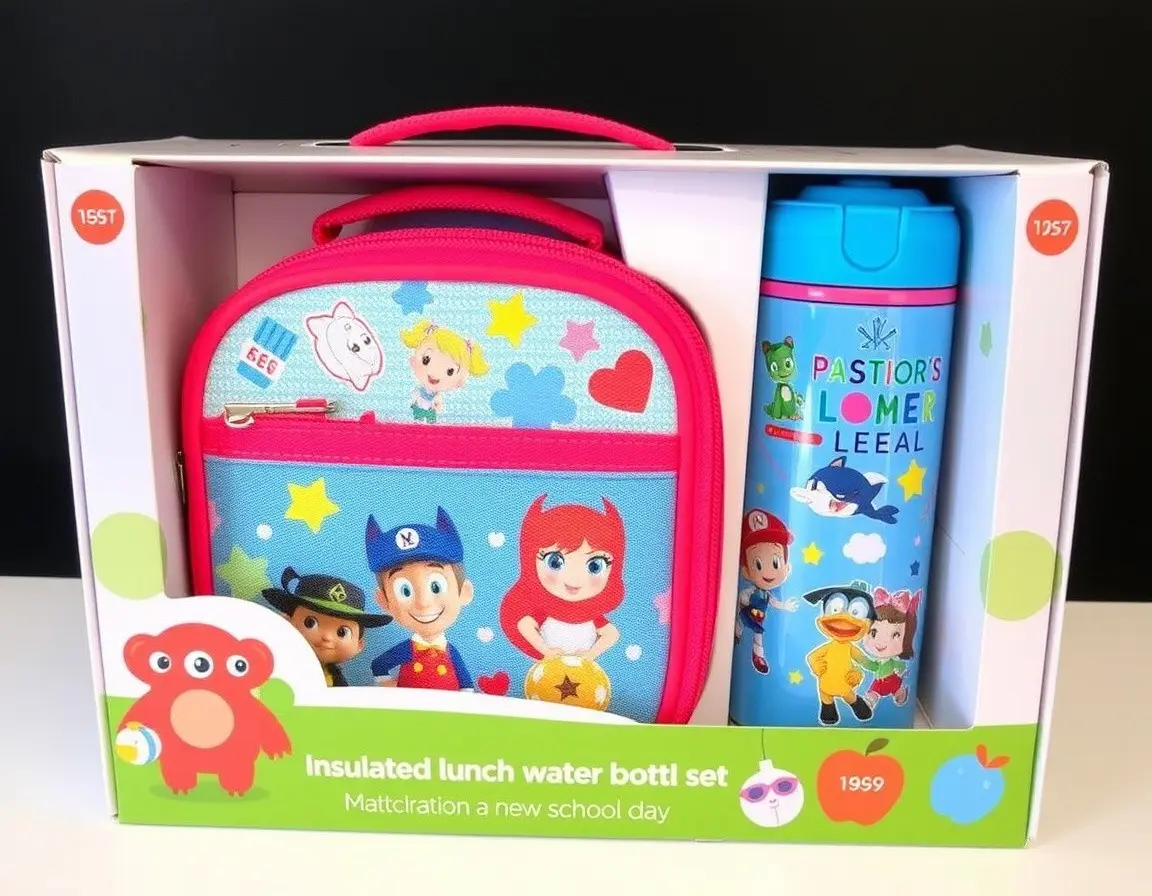 Isolierte Kinder-Lunchbox und Trinkflaschen-Set