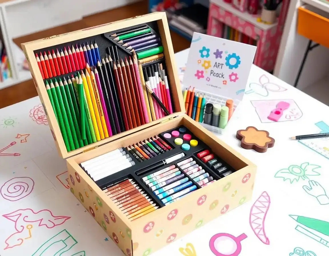 Großes Deluxe Kunstzubehör-Set für Kinder mit Koffer
