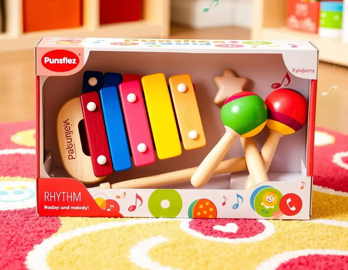 Kinder-Holz-Perkussions-Musikinstrumente-Set