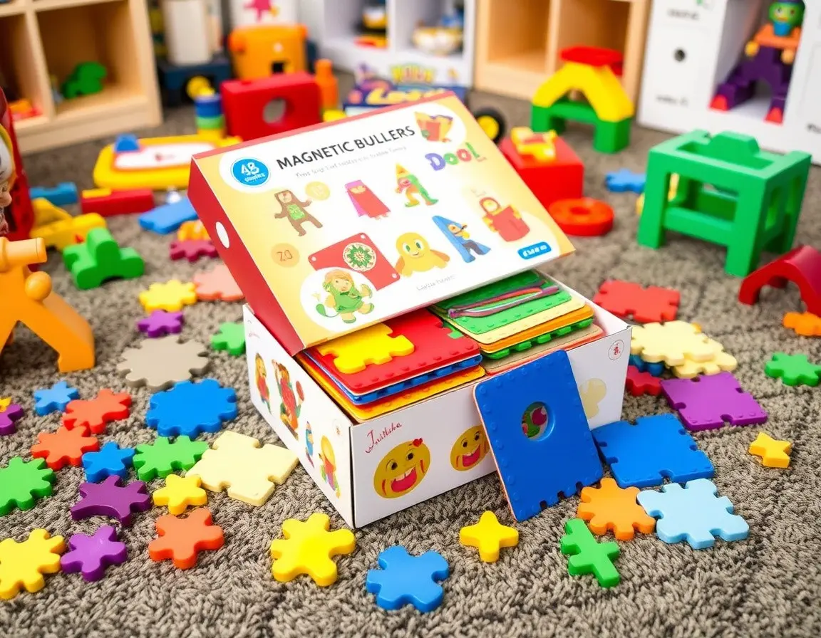 Großes Set magnetischer Bauplättchen