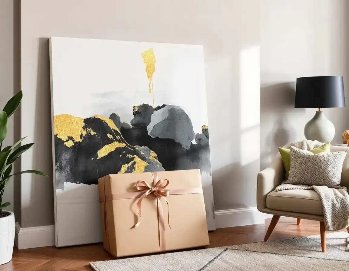 Moderne abstrakte Wandkunst aus Goldfolie