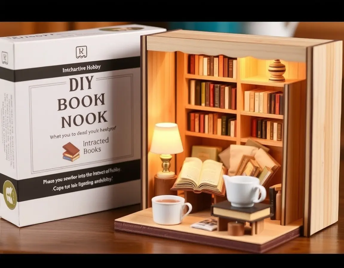 DIY Bausatz für ein Holz Bücher-Eckchen (Book Nook)