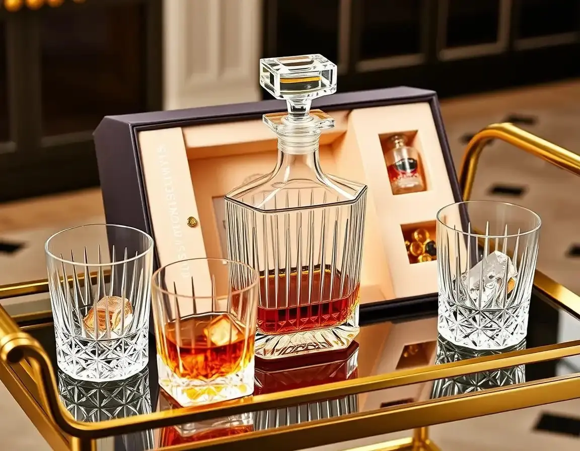 Kristall-Whiskey-Karaffe und Tumbler-Set