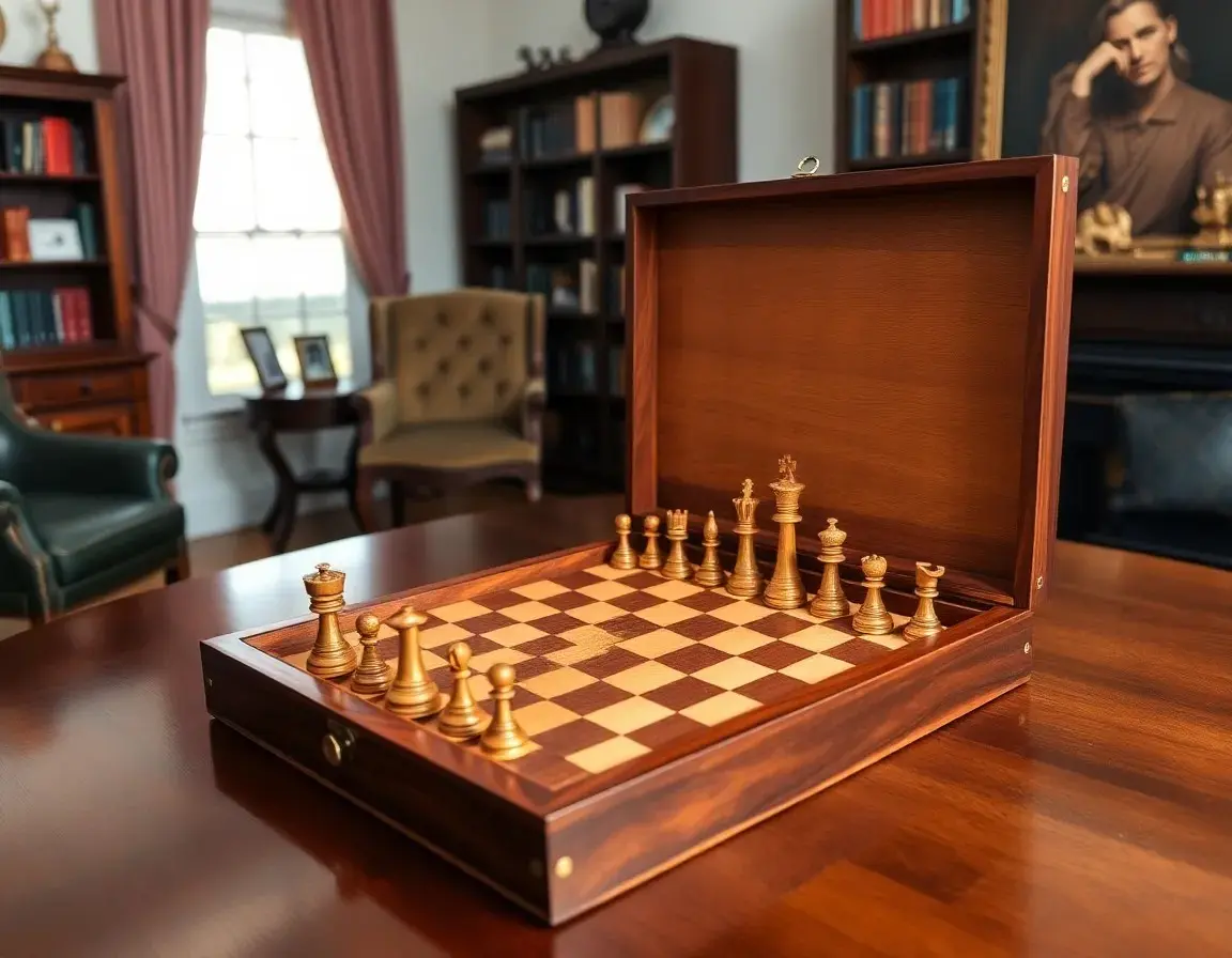 Elegantes Schach- und Dame-Set aus Holz