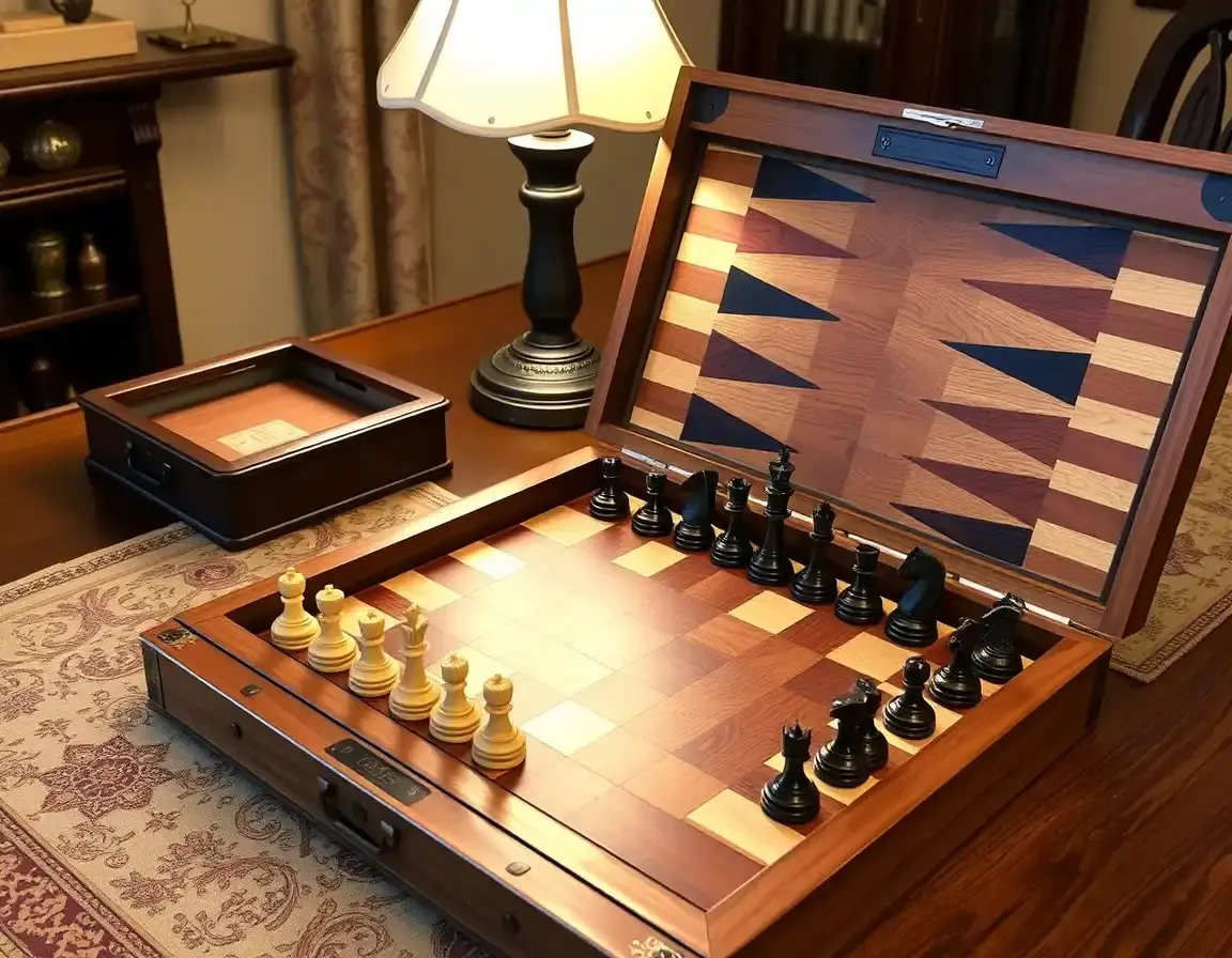 Klassisches Schach- und Backgammon-Set