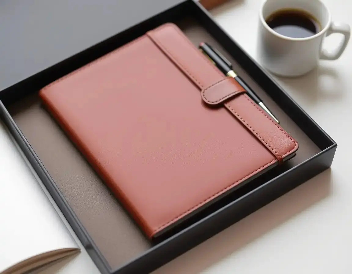 Hochwertiges Leder-Notizbuch und Stift