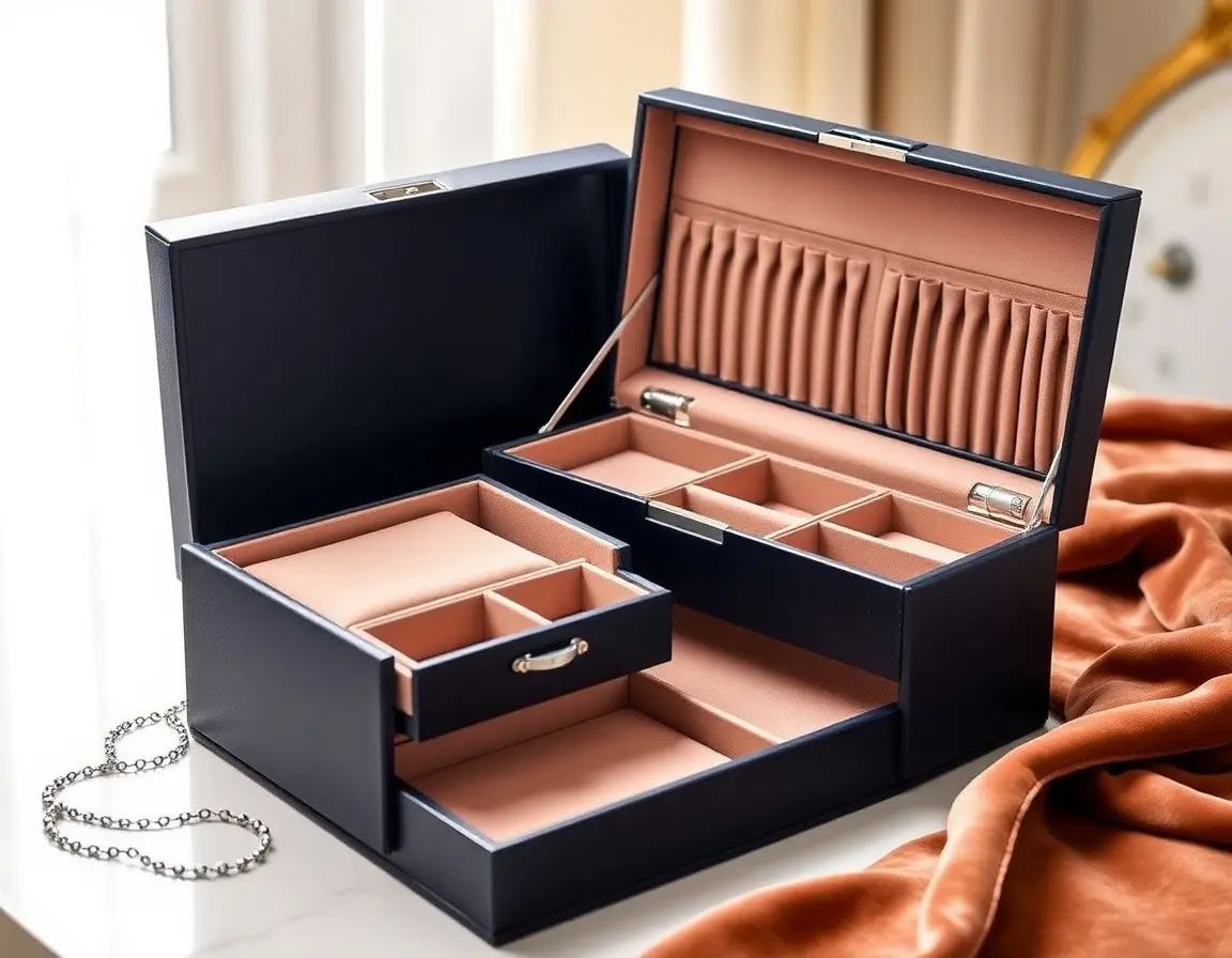 Große PU-Leder Schmuckschatulle