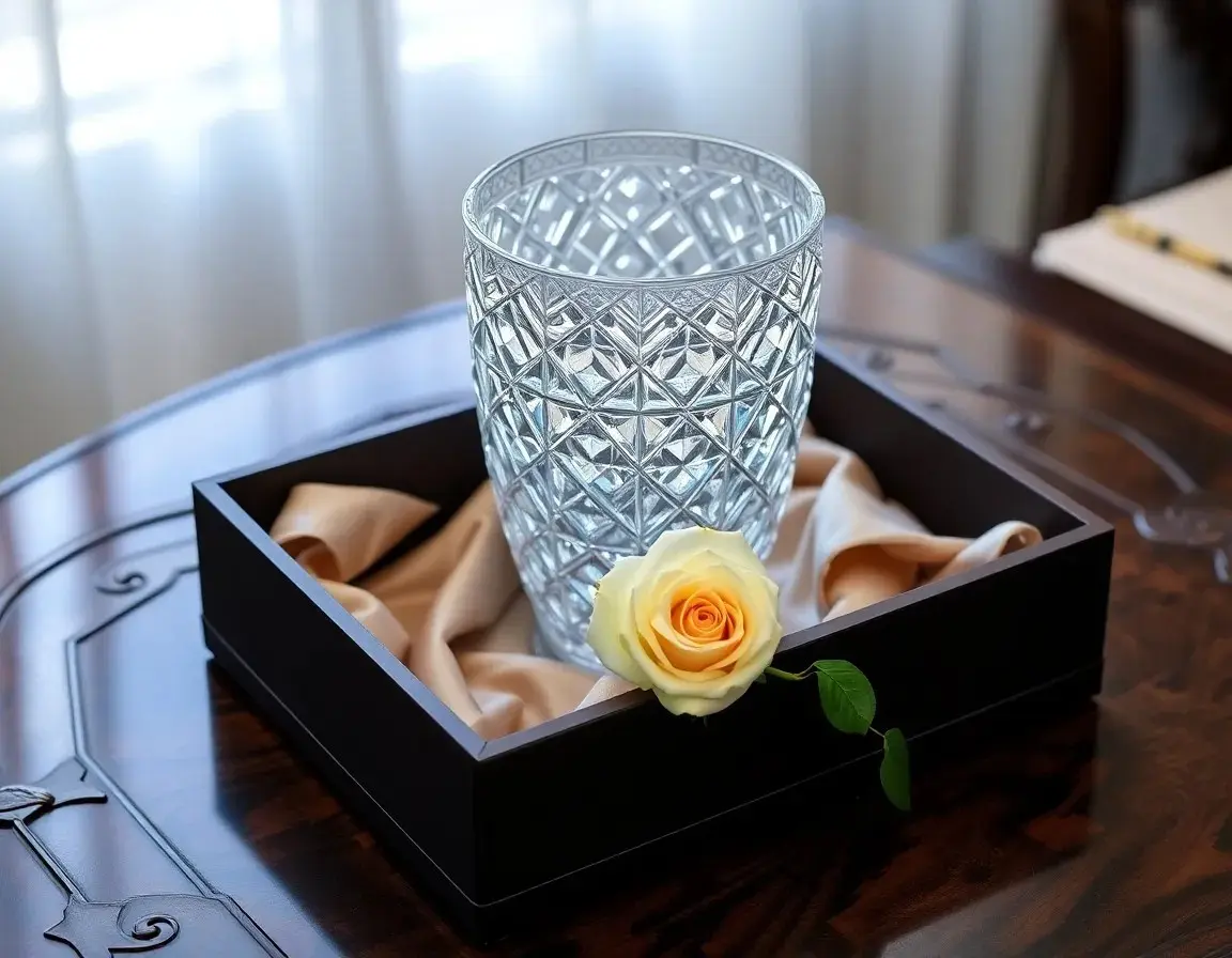 Elegante Kristallvase mit Diamant-Facetten