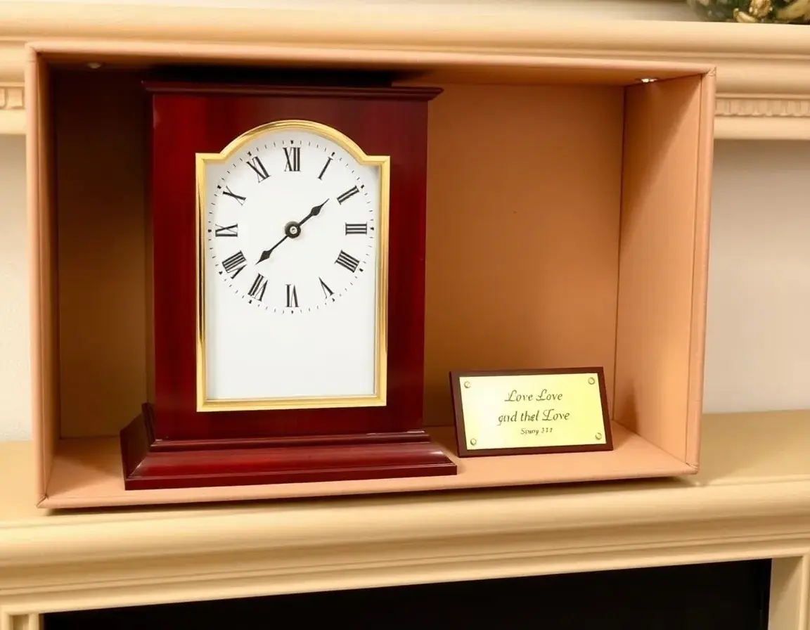 Klassische Kaminuhr mit Gravurplatte