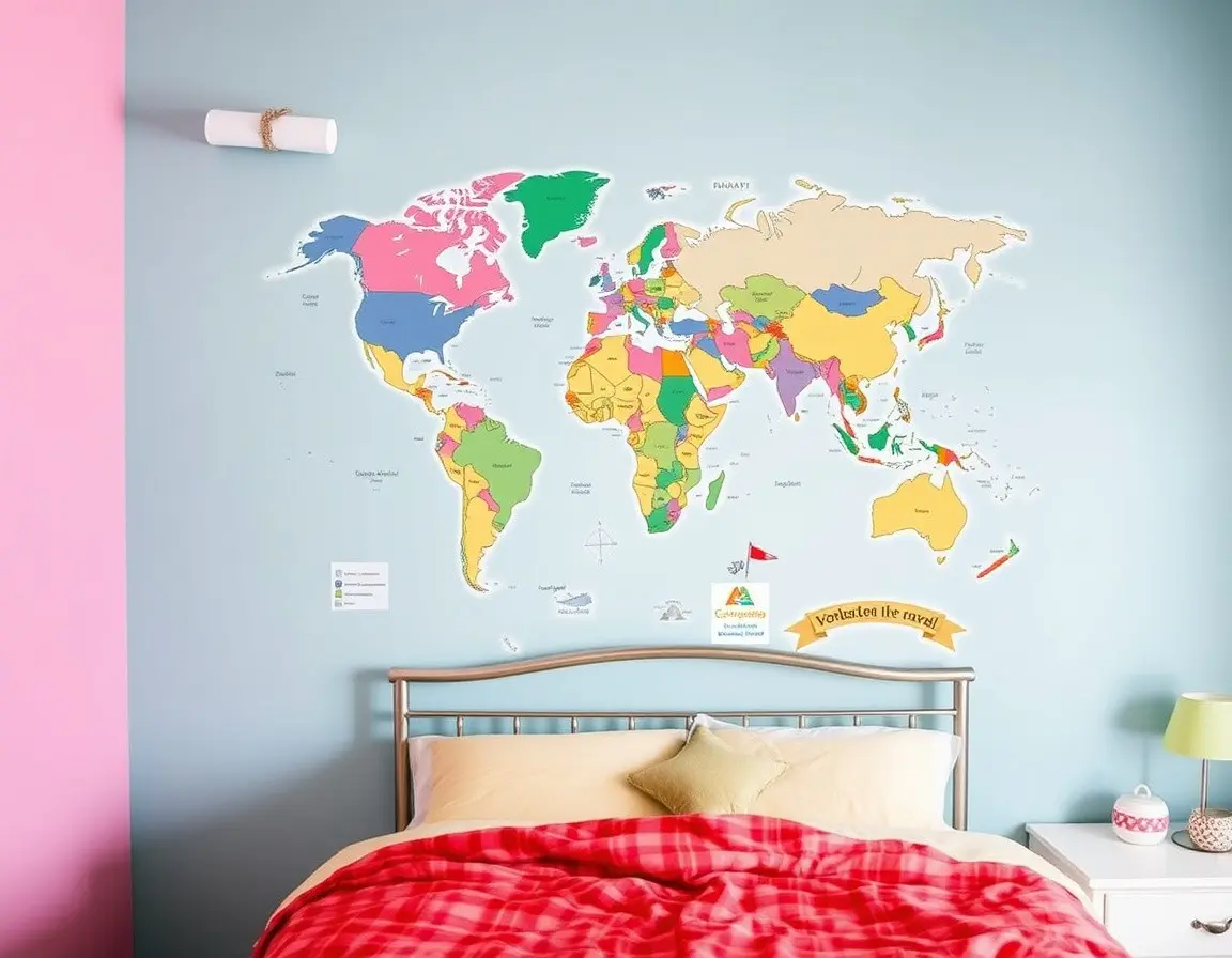 Lern-Weltkarten-Wandsticker