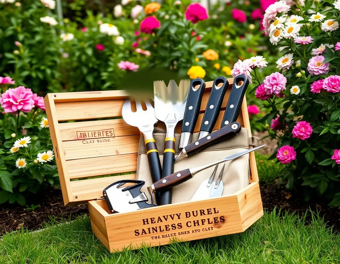 Gartenwerkzeug-Set aus Edelstahl