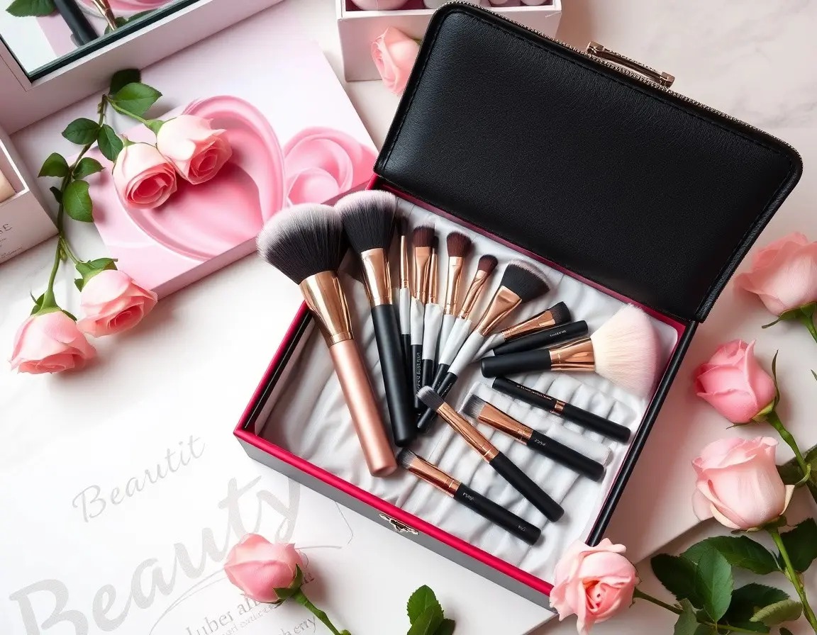 Professionelles Make-up Pinsel-Set mit Reiseetui
