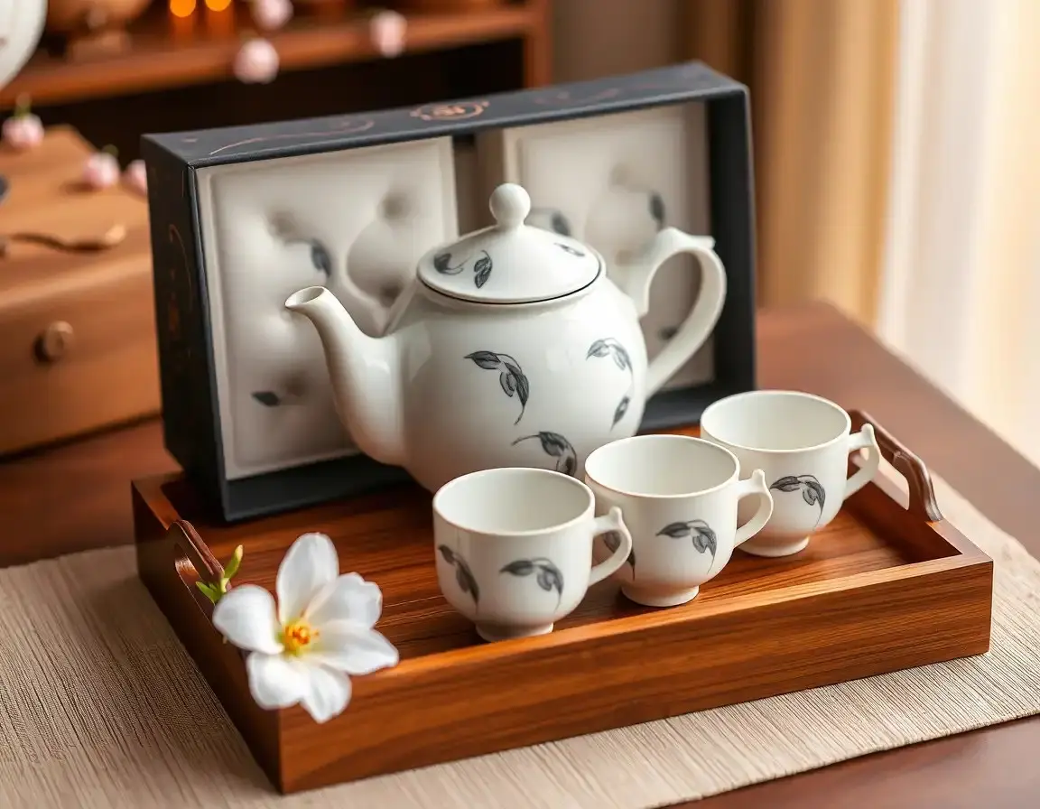 Elegant Ceramic Teapot and Cup Set