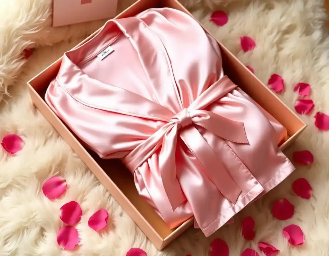 Luxuriöser Bademantel aus reiner Seide und Pyjama Set